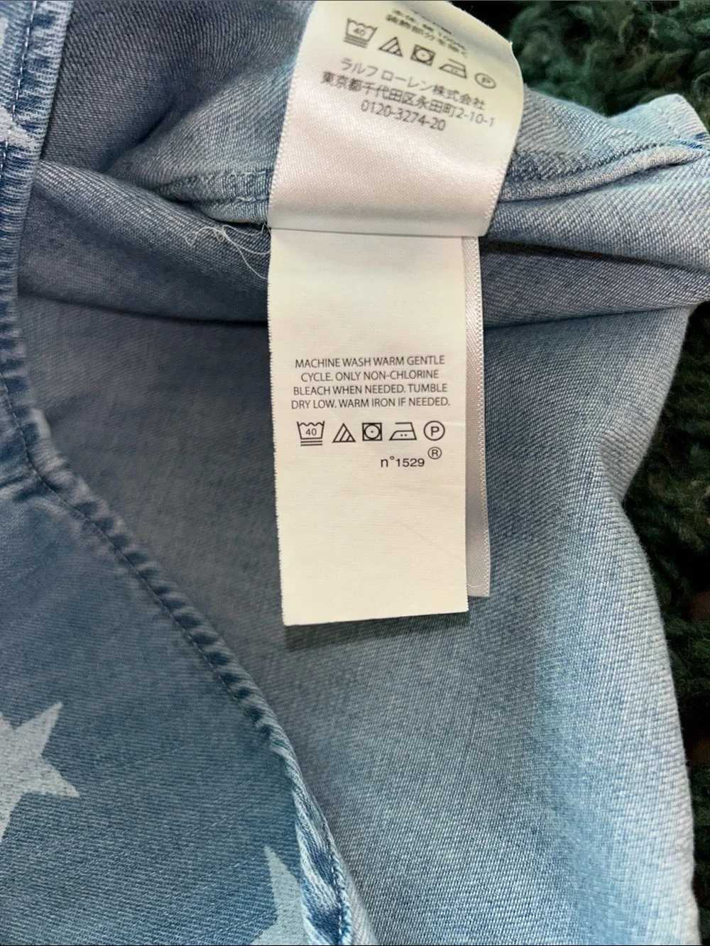 Ralph Lauren Blue Denim Star-Print Button-Down Shirt